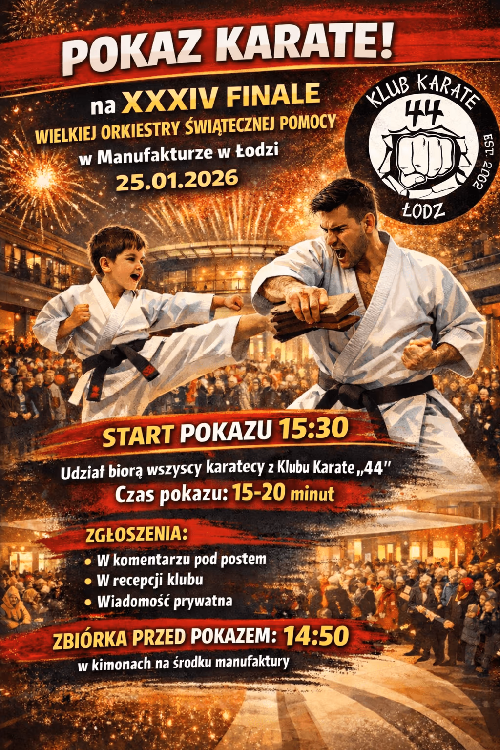 Pokaz karate na XXXIV Finale WOŚP w Manufakturze