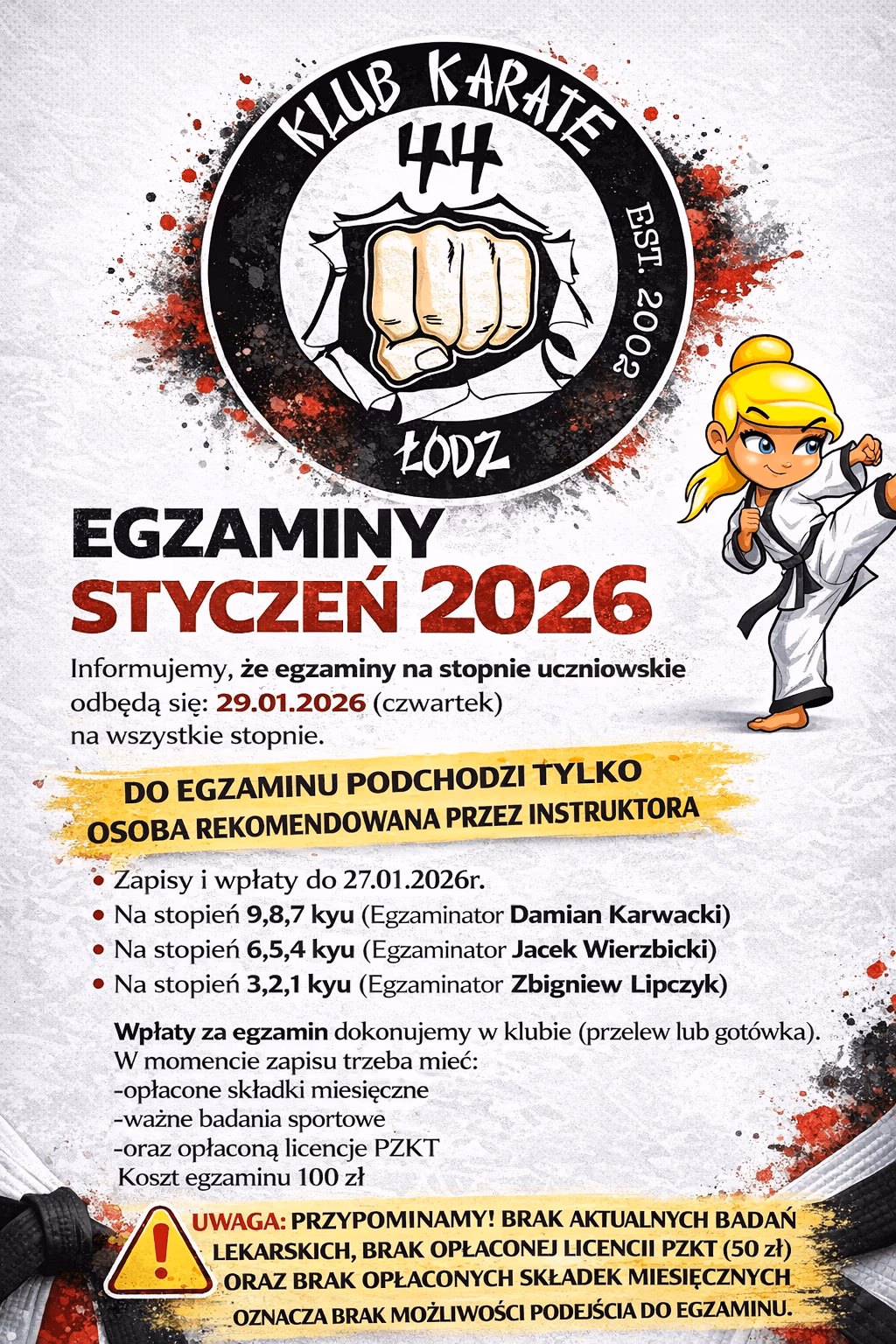 Egzaminy na pasy 29 stycznia 2026